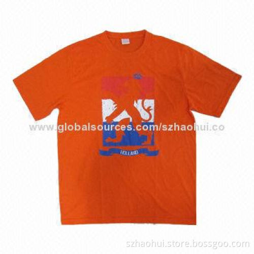 Silkscreen Print Men's T-shirt, Made of 35% Cotton, 65% Polyester Materials, XS-3XL Sizes